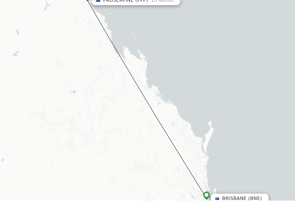 Flights from Proserpine to Brisbane route map