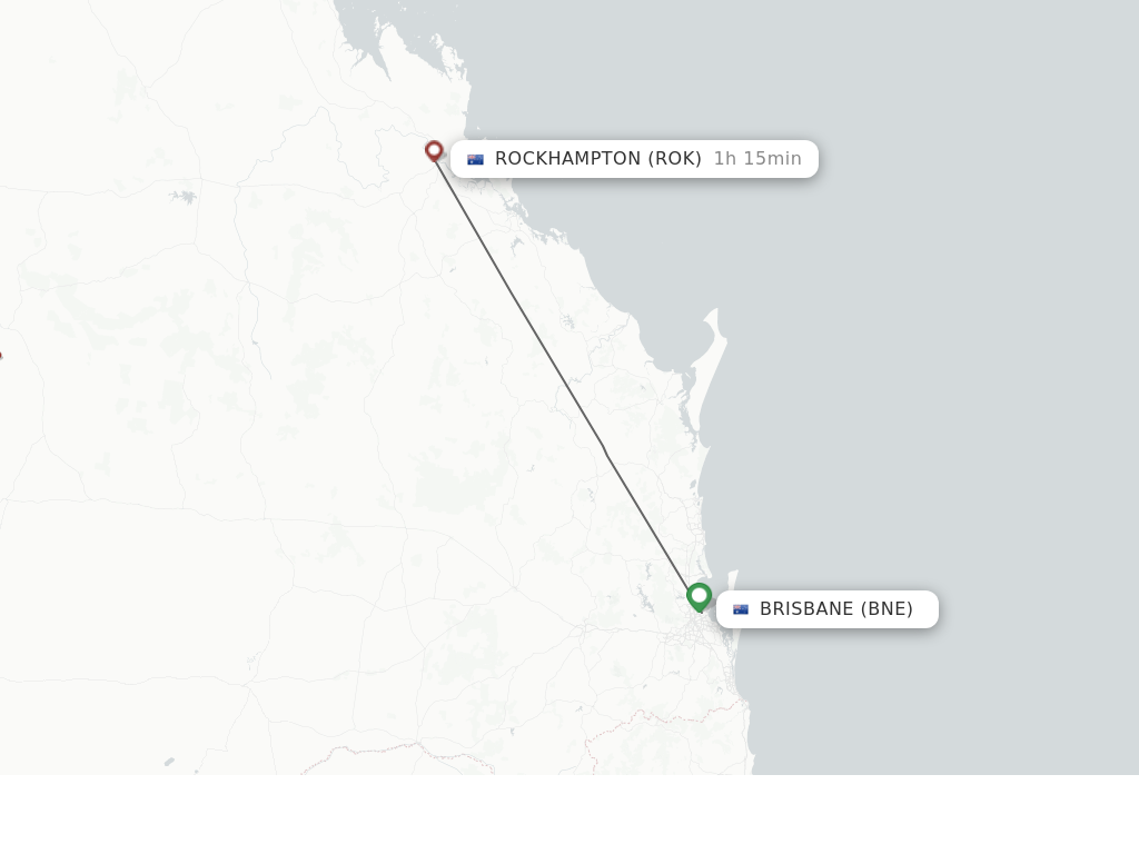 Flights from Brisbane to Rockhampton route map