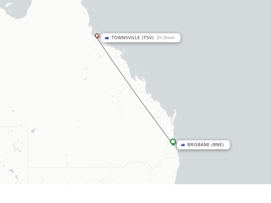 Flights from Brisbane to Townsville route map
