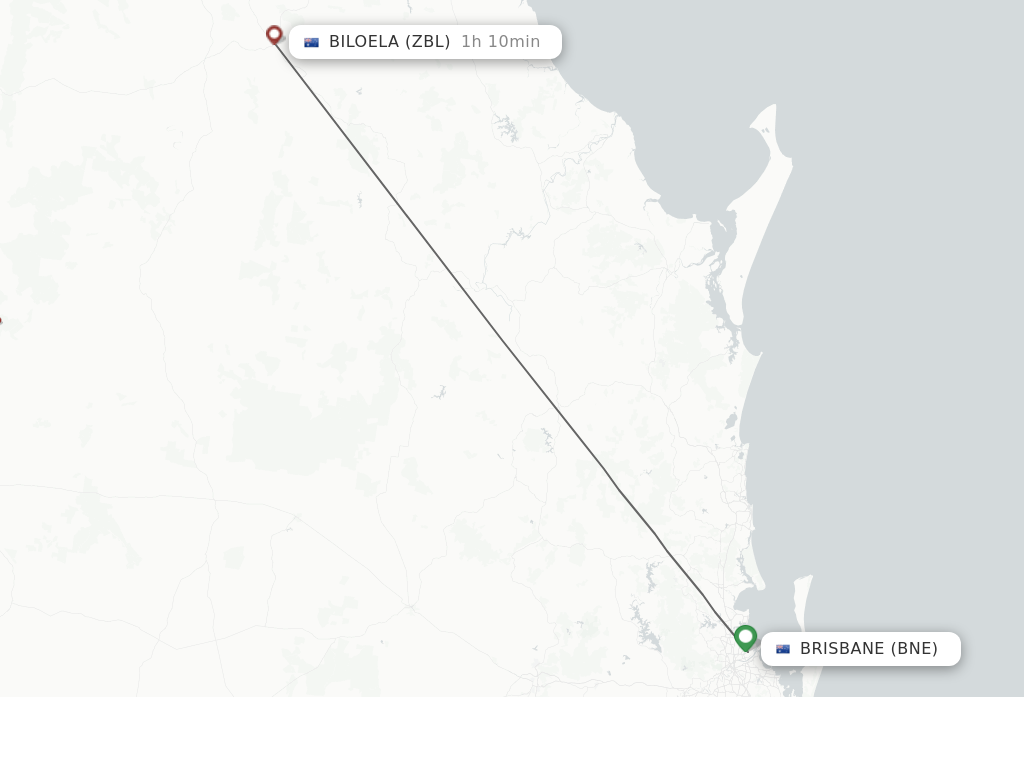 Flights from Brisbane to Biloela route map