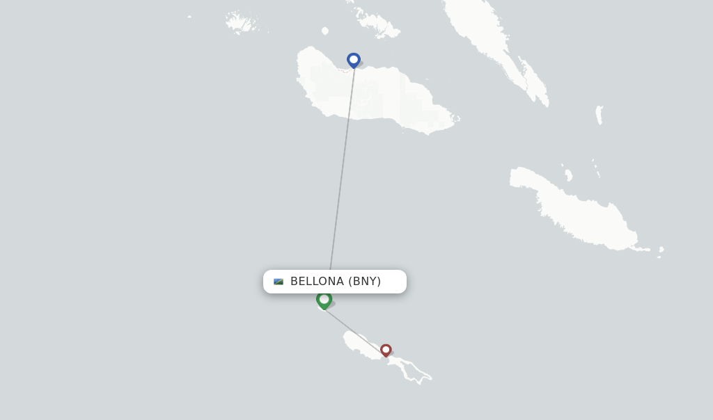 Route map with flights from Bellona with Solomon Airlines