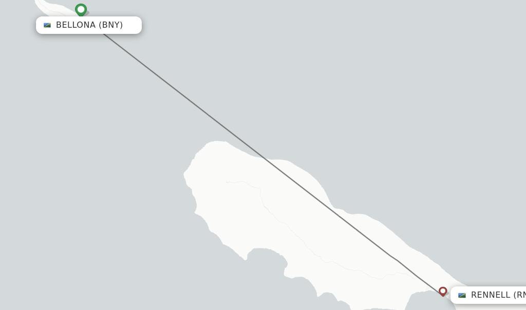 Flights from Bellona to Rennell route map