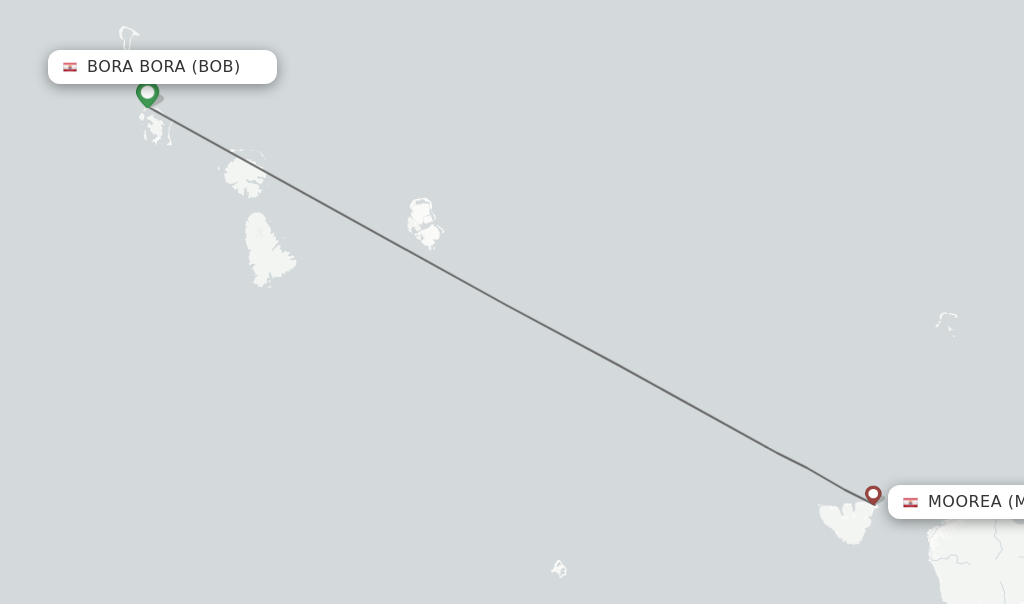 Flights from Bora Bora to Moorea route map