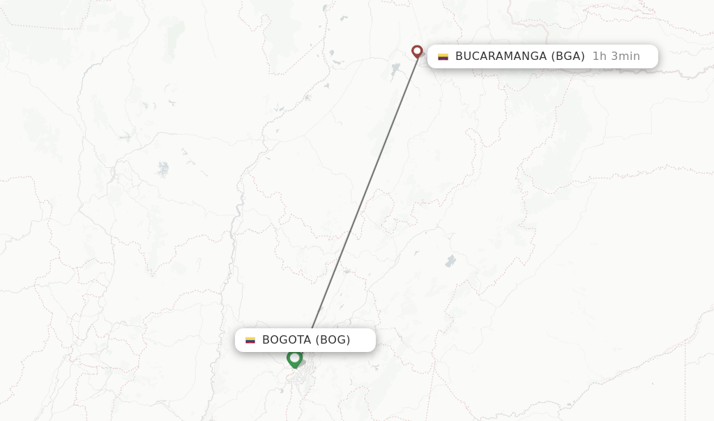 Flights from Bogota to Bucaramanga route map