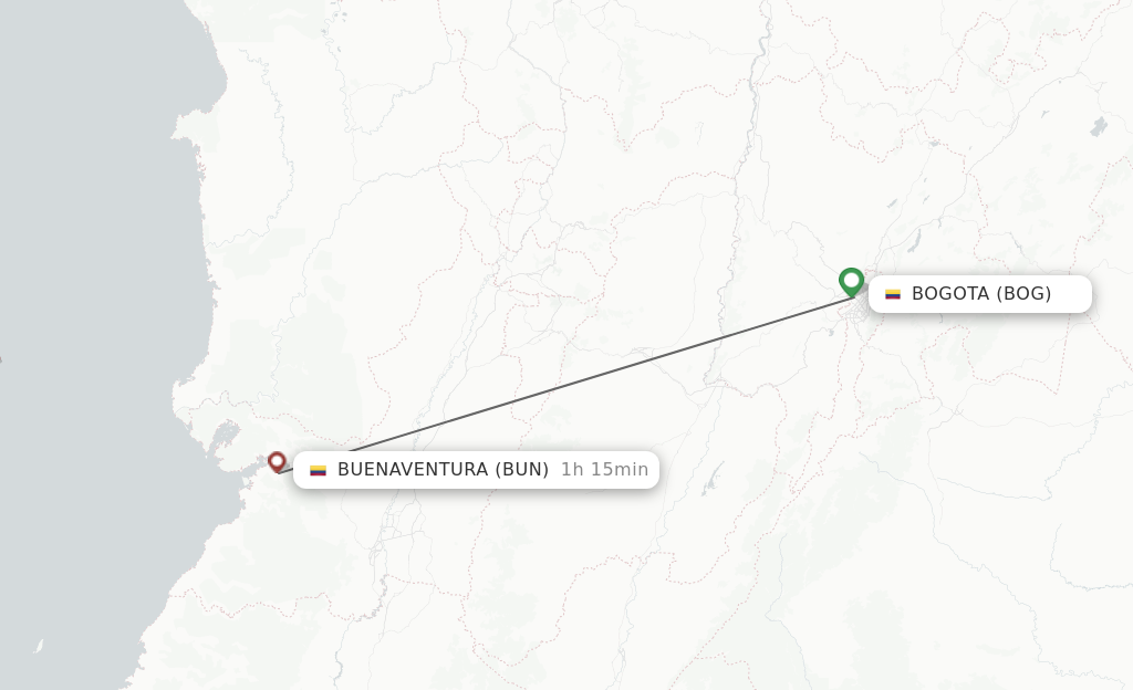 Flights from Bogota to Buenaventura route map
