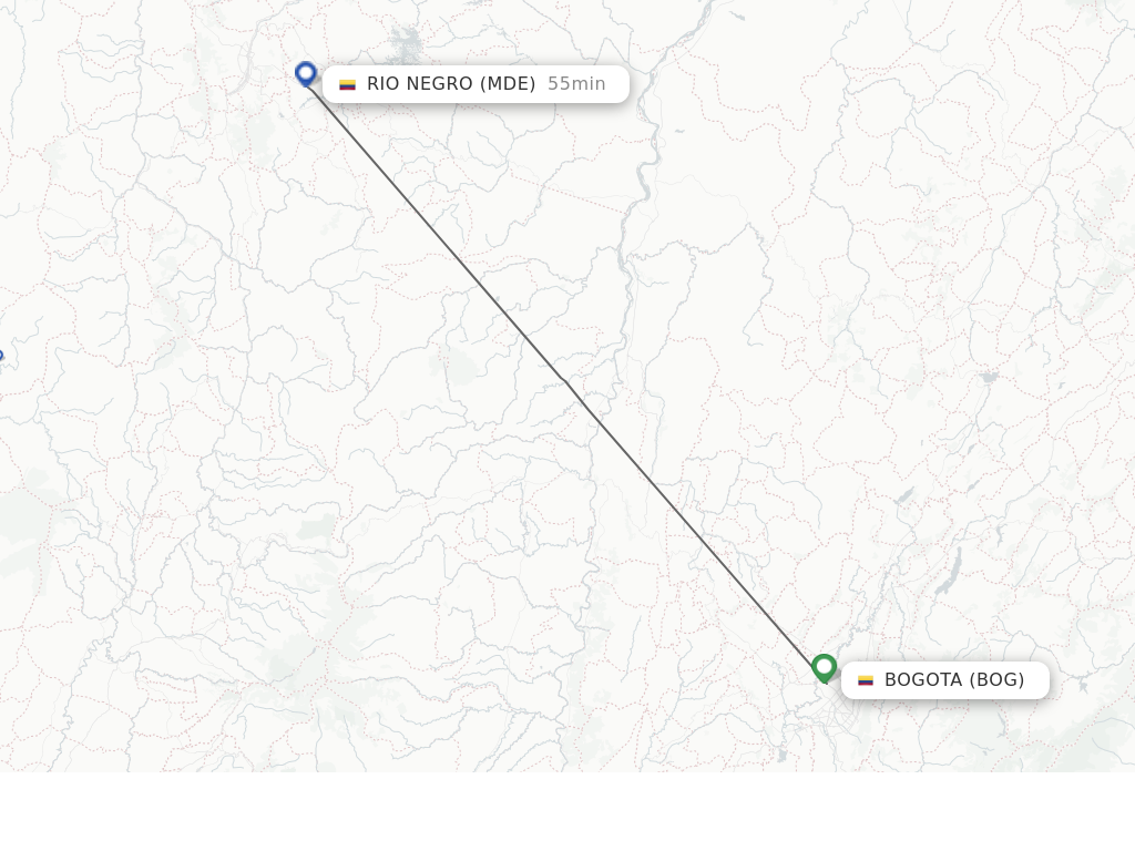 Flights from Bogota to Rio Negro route map