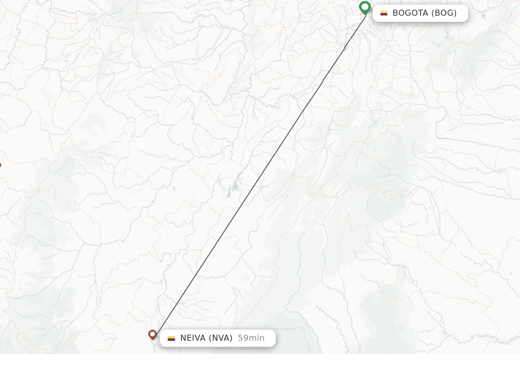 Flights from Bogota to Neiva route map