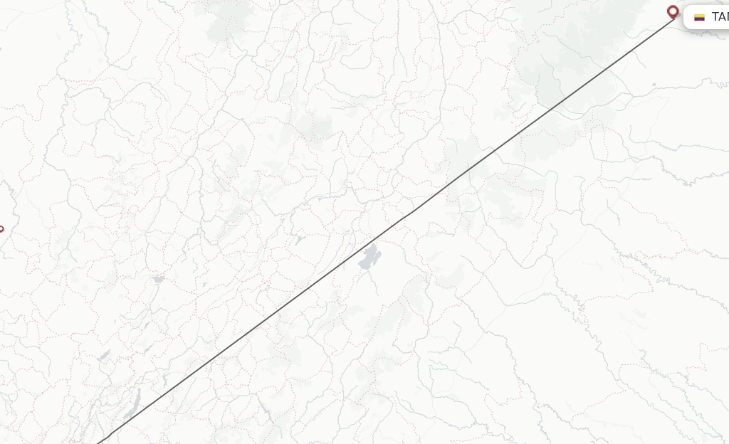 Flights from Bogota to Tame route map