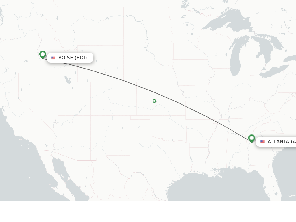 Flights from Boise to Atlanta route map