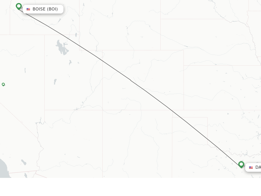 Flights from Boise to Dallas route map