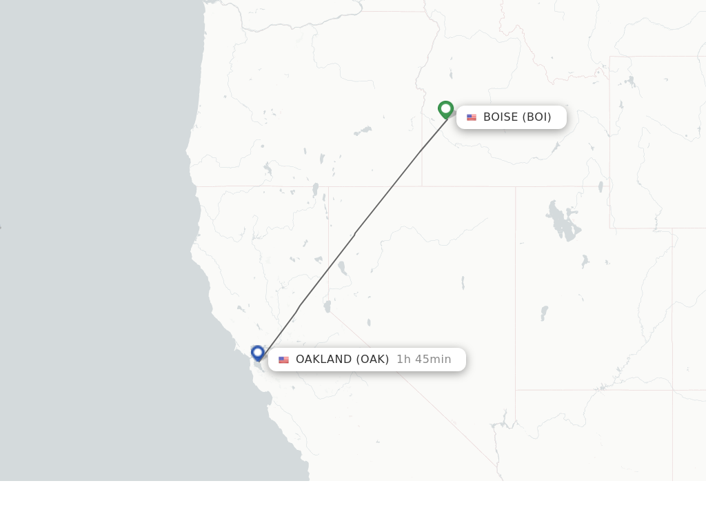 Flights from Boise to Oakland route map