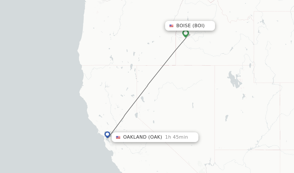 Flights from Boise to Oakland route map