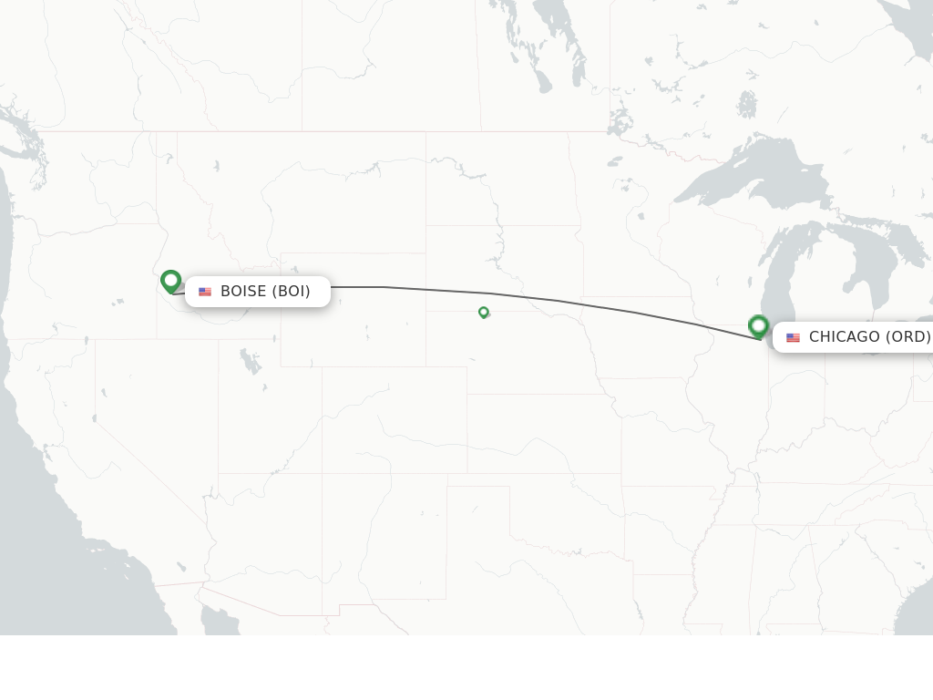 Flights from Boise to Chicago route map