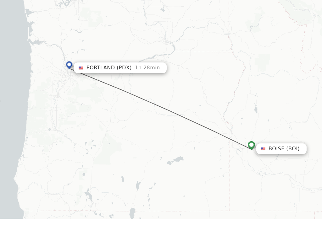 Flights from Boise to Portland route map