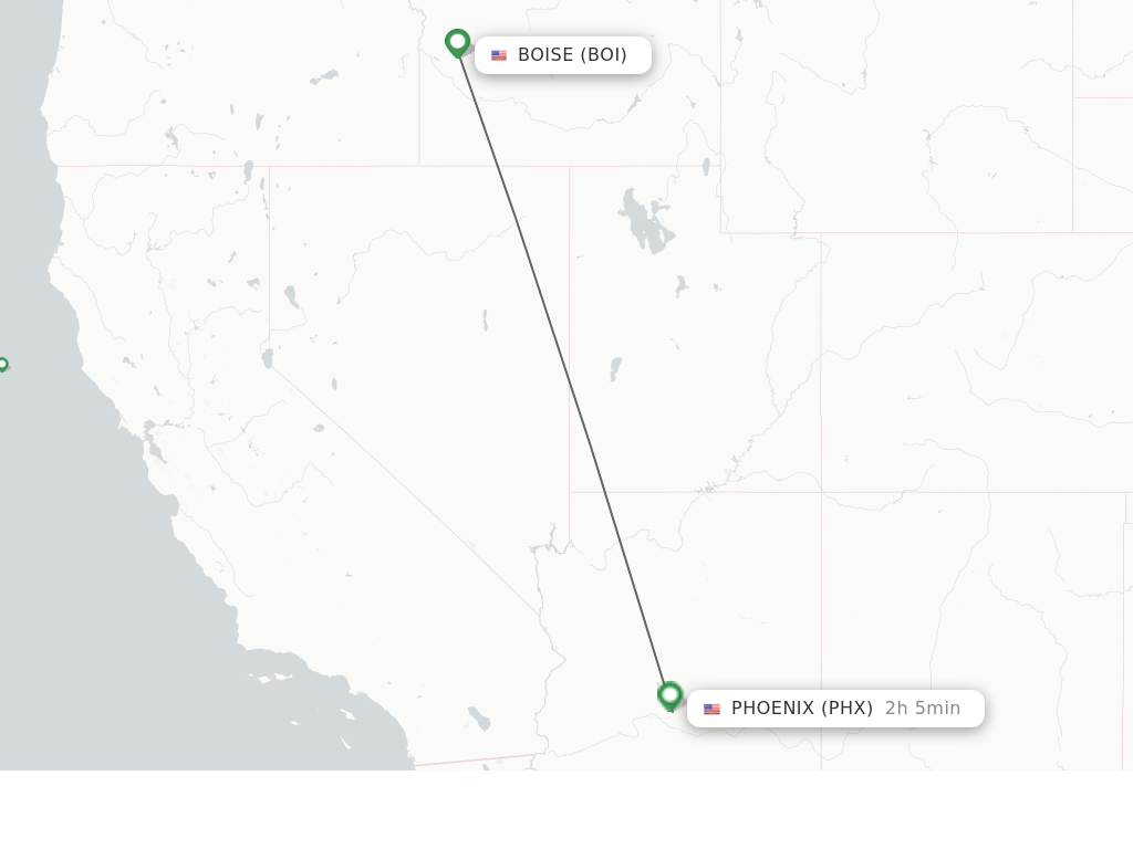 Flights from Boise to Phoenix route map
