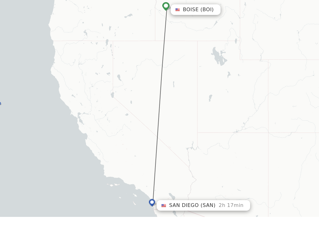 Flights from Boise to San Diego route map