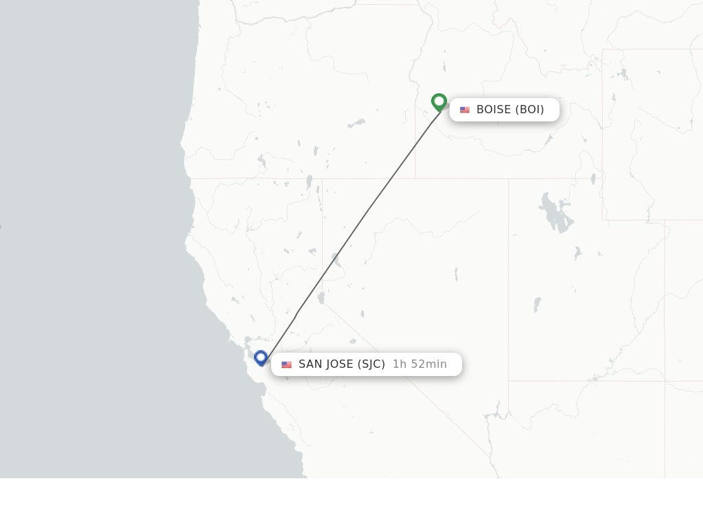 Flights from Boise to San Jose route map