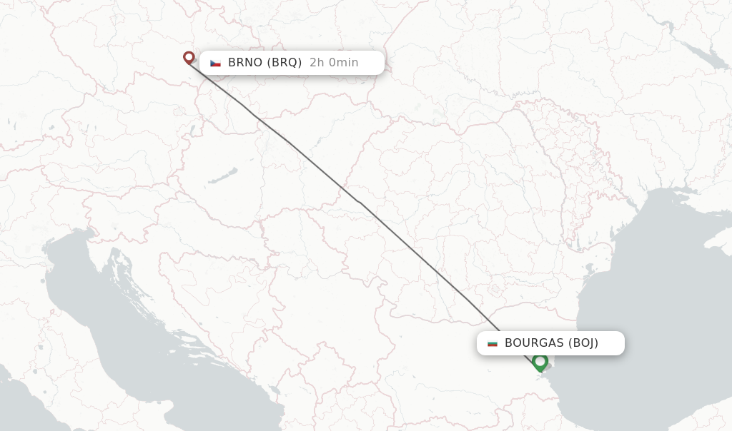Flights from Burgas to Brno route map