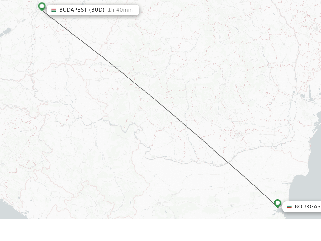 Flights from Bourgas to Budapest route map