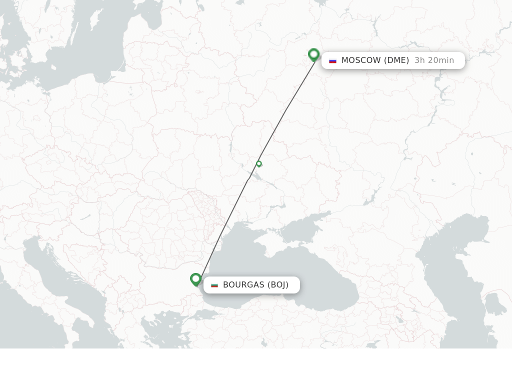 Flights from Burgas to Moscow route map