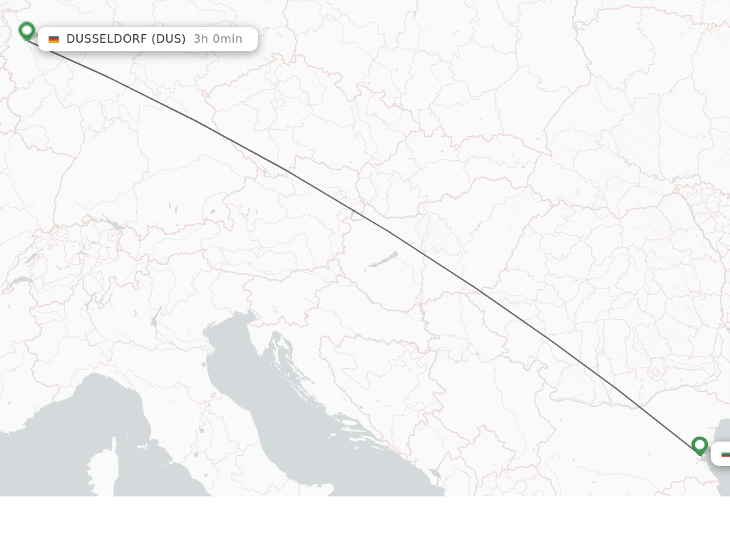 Flights from Burgas to Dusseldorf route map