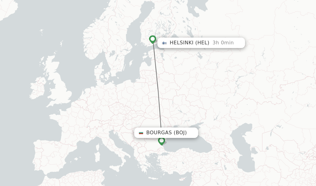 Flights from Burgas to Helsinki route map