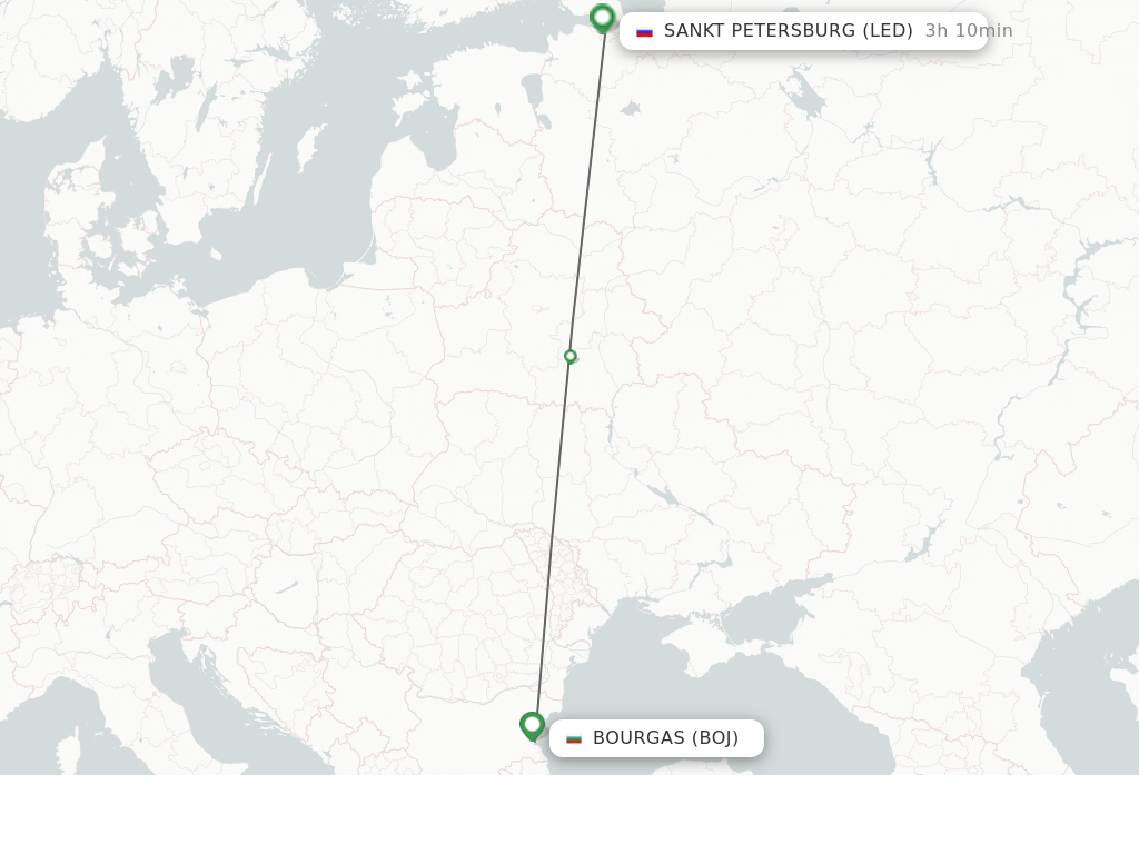 Flights from Saint Petersburg to Burgas route map