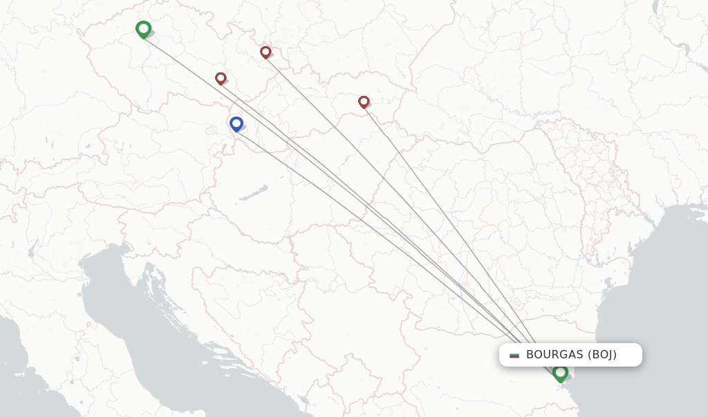 Route map with flights from Burgas with SmartWings
