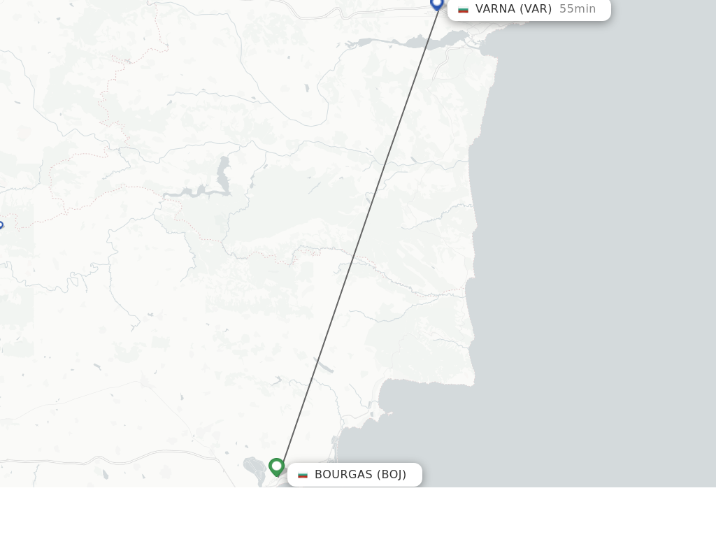 Flights from Bourgas to Varna route map