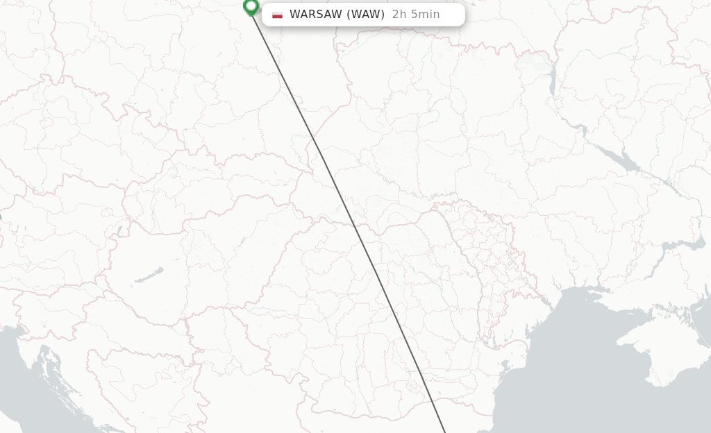 Flights from Bourgas to Warsaw route map