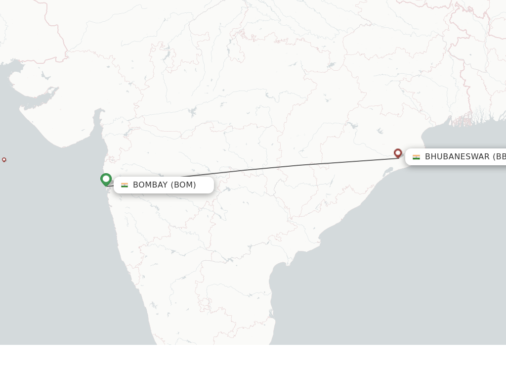 Flights from Bombay to Bhubaneswar route map