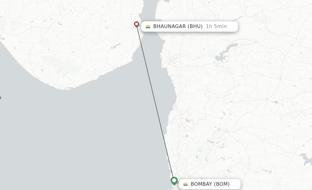 Flights from Bombay to Bhaunagar route map