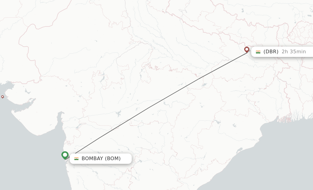 Flights from Mumbai to Darbhanga route map