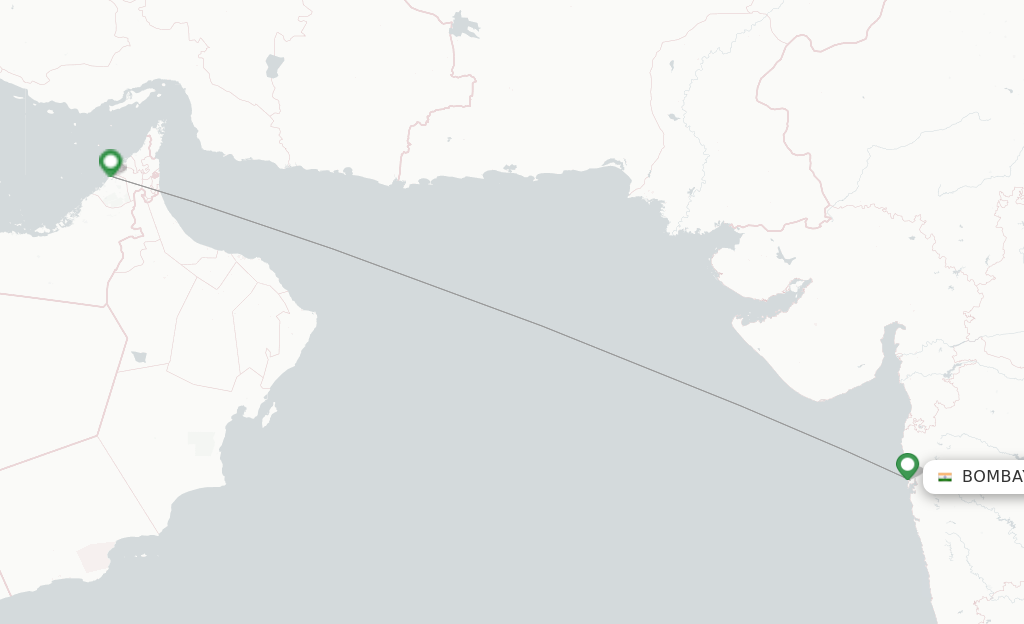 Route map with flights from Mumbai with Emirates