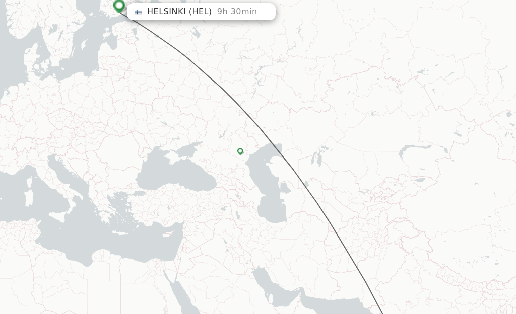 Flights from Mumbai to Helsinki route map