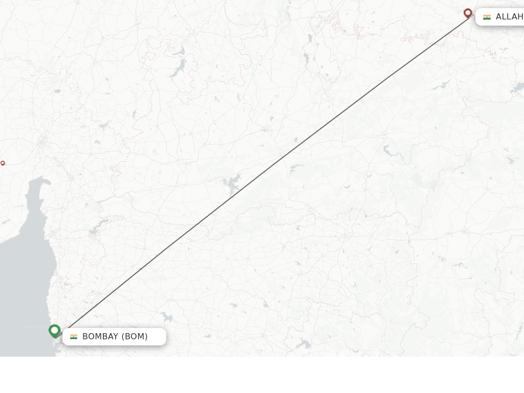 Flights from Mumbai to Allahabad route map