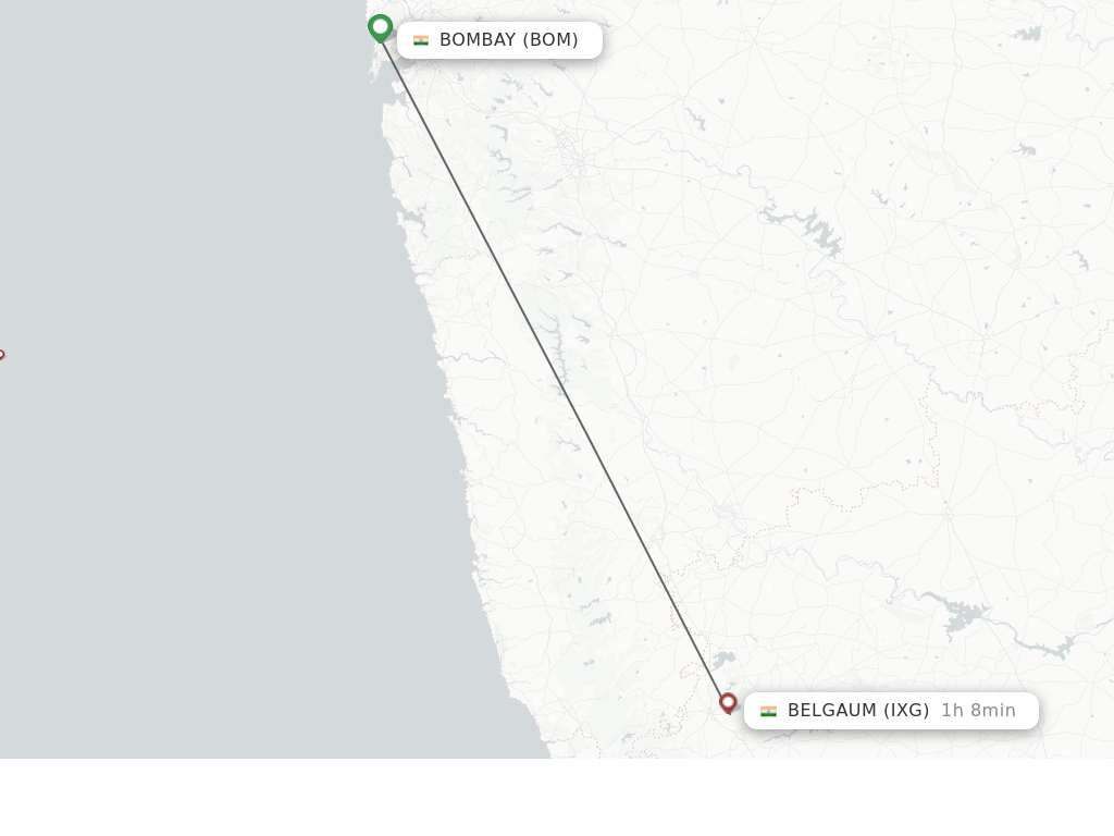 Flights from Mumbai to Belgaum route map