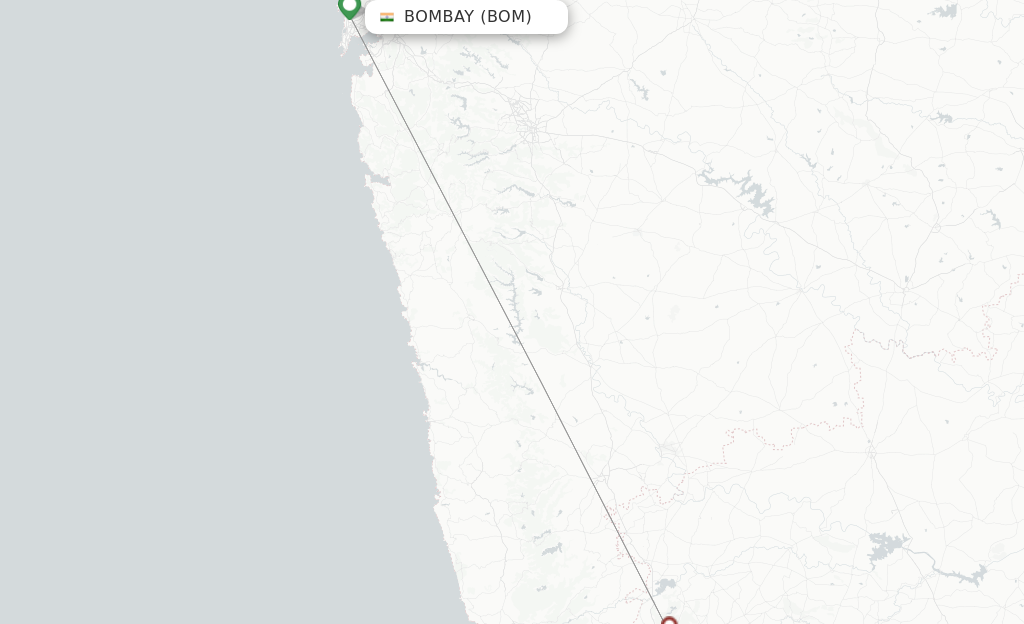 Route map with flights from Mumbai with Star Air