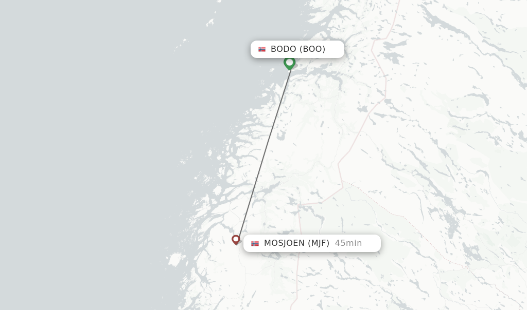 Flights from Bodo to Mosjoen route map