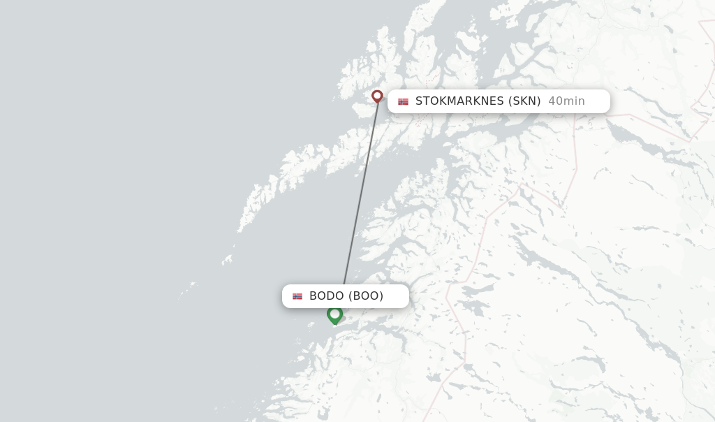 Flights from Bodo to Stokmarknes route map