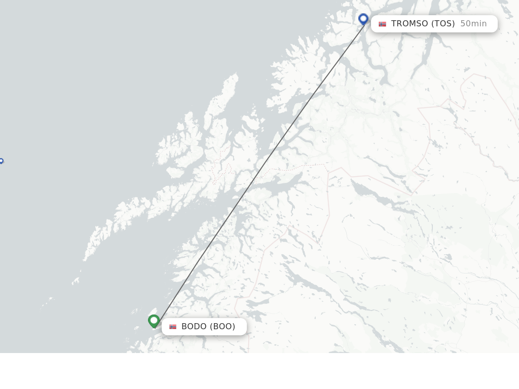 Flights from Tromso to Bodo route map