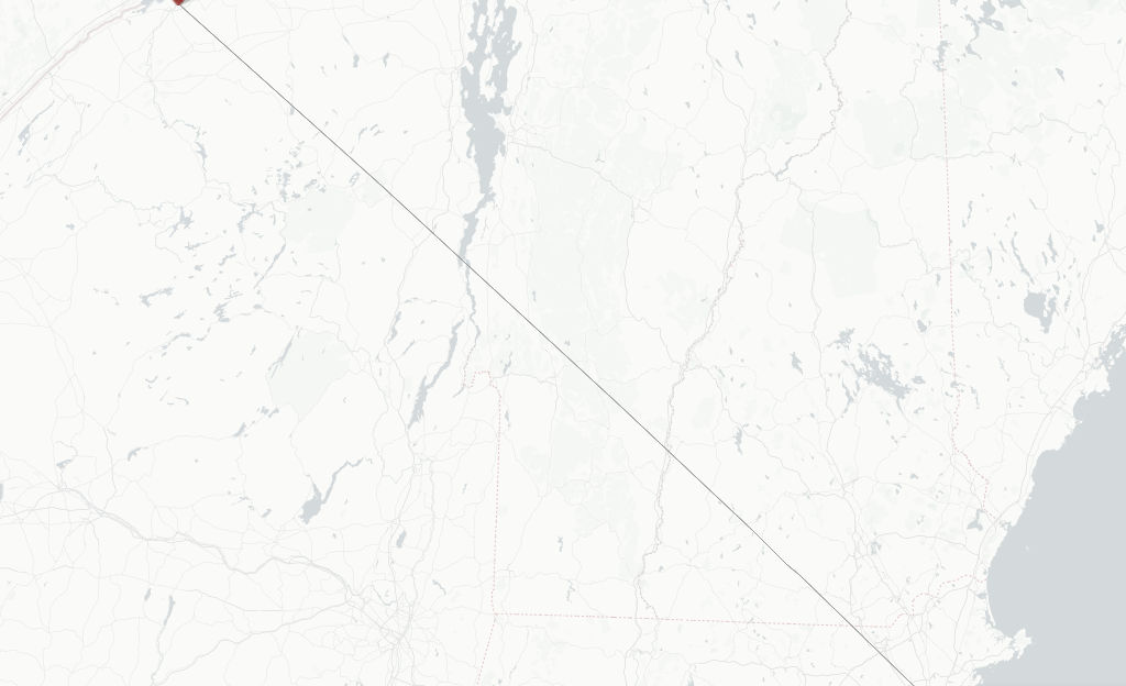 Route map with flights from Boston with Boutique Air