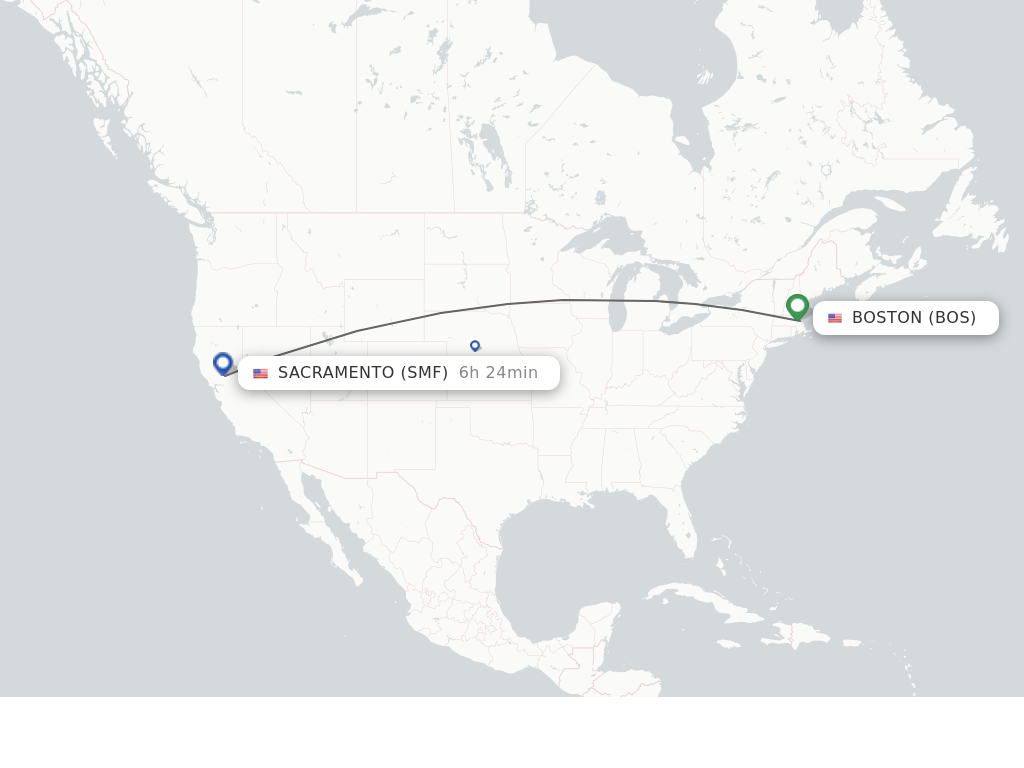 Direct (non-stop) flights from Boston to Sacramento - schedules