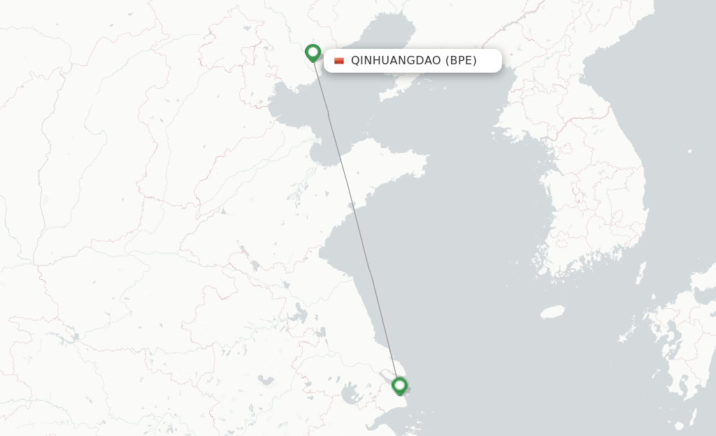 Route map with flights from Qinhuangdao with Shanghai Airlines