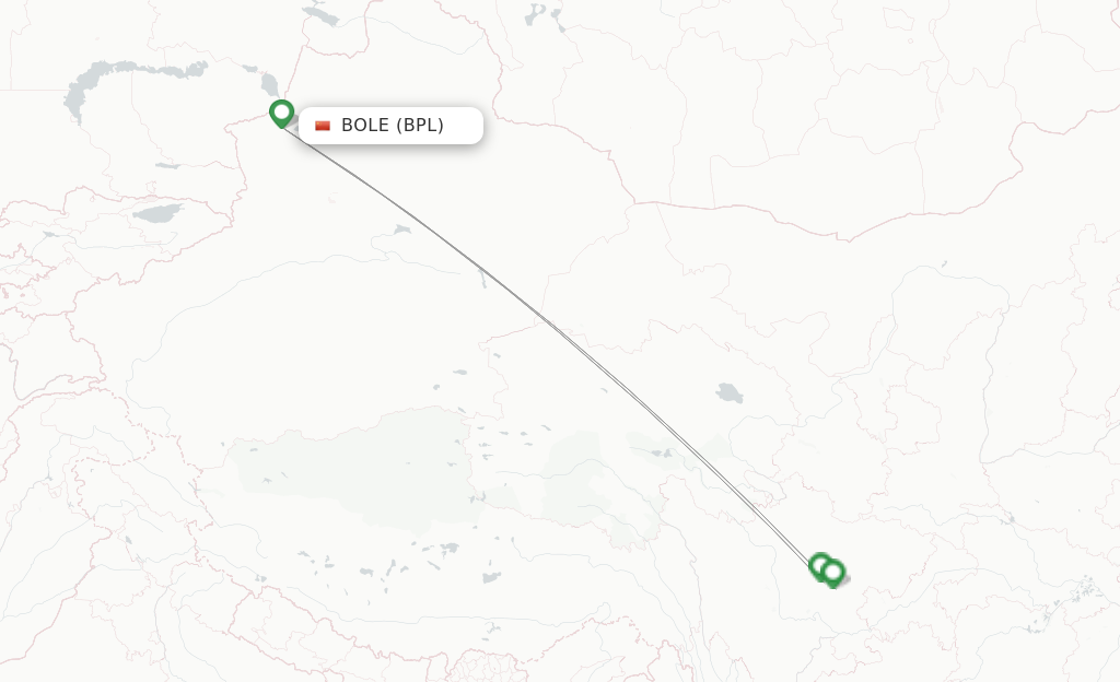 Route map with flights from Bole with Sichuan Airlines