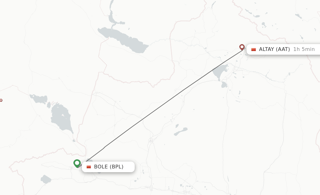 Flights from Bole to Altay route map