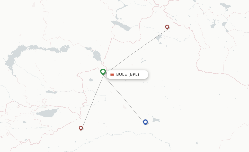 Route map with flights from Bole with Gestair