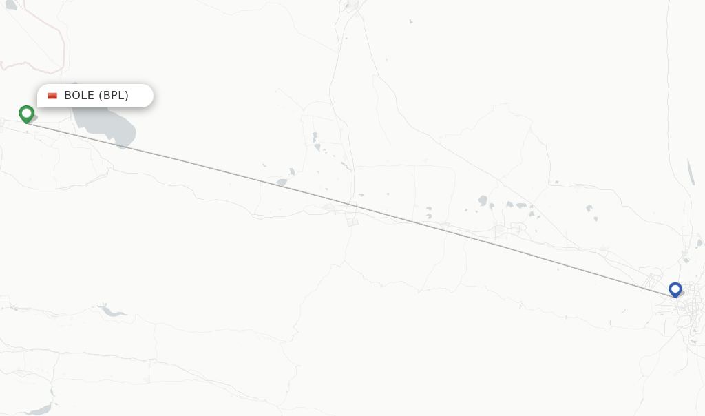 Route map with flights from Bole with Tianjin Airlines
