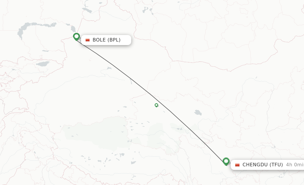Flights from Bole to Chengdu route map