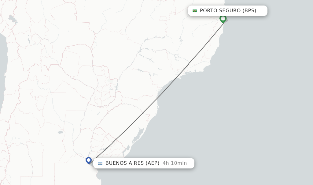 Flights from Porto Seguro to Buenos Aires route map